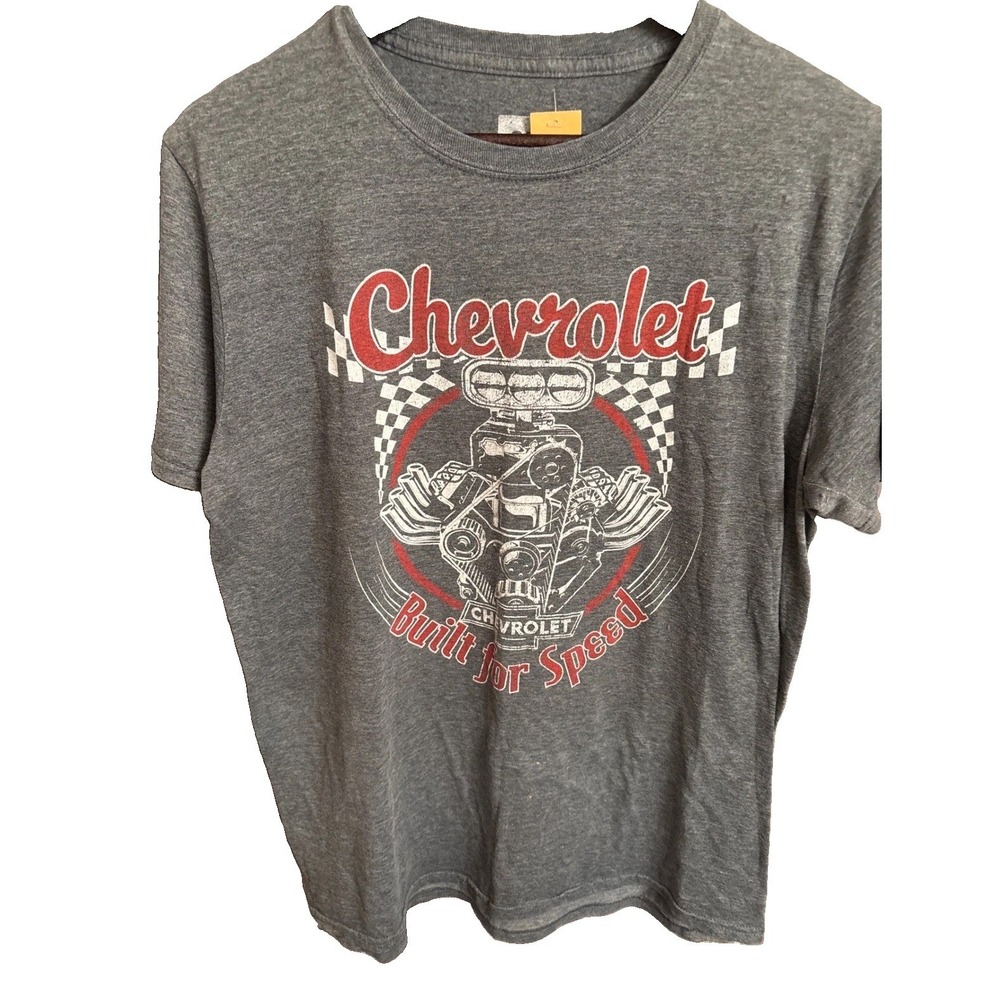 Chevrolet Built for Speed Engine Graphic T-Shirt Mens Large Gray GM Licensed Tee